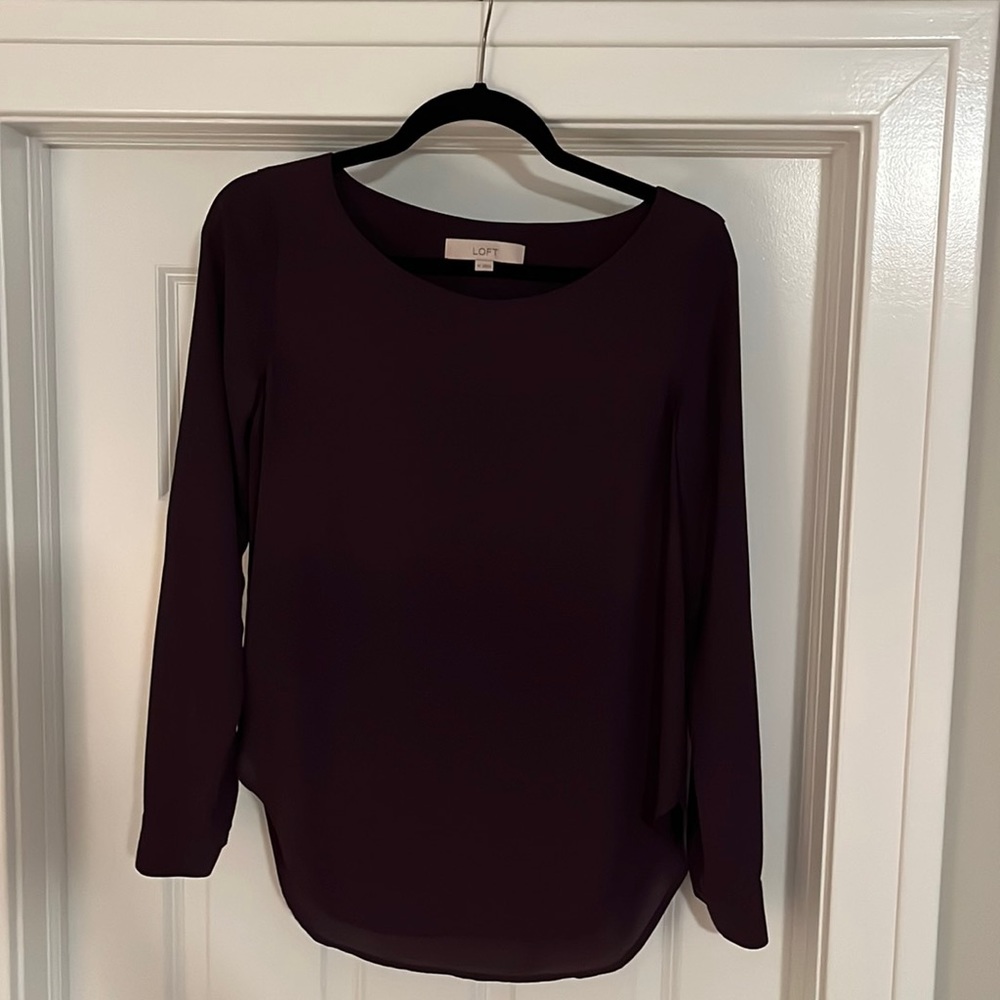 Loft Blouse- XS Burgundy color with buttons on arms